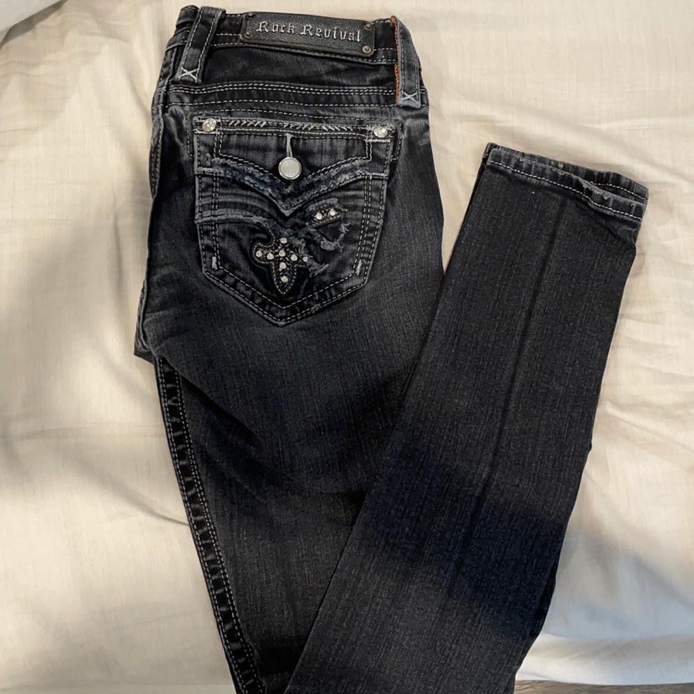 Grey Rock Revival Skinny Jeans